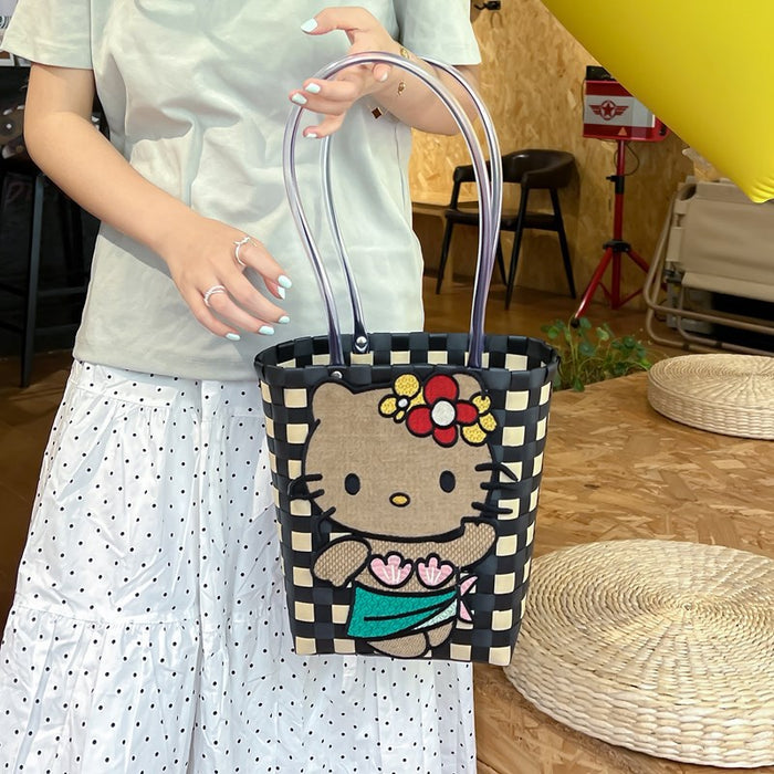 Wholesale Small Fresh Plastic Woven Armpit Bag Kt Cat Plastic Woven Handmade Bag Shopping Versatile Woven Bag DIY Handmade Bag