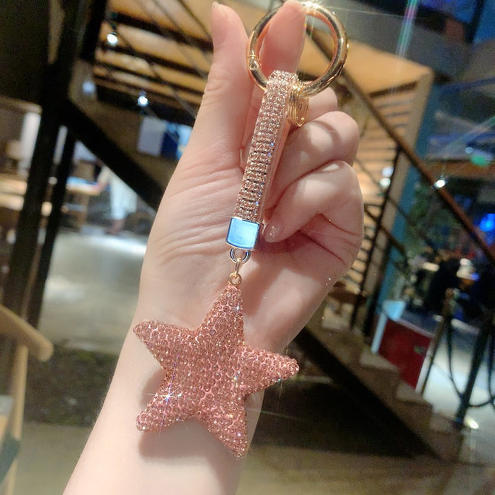 Wholesale Double-sided Diamond Five-pointed Star Keychain