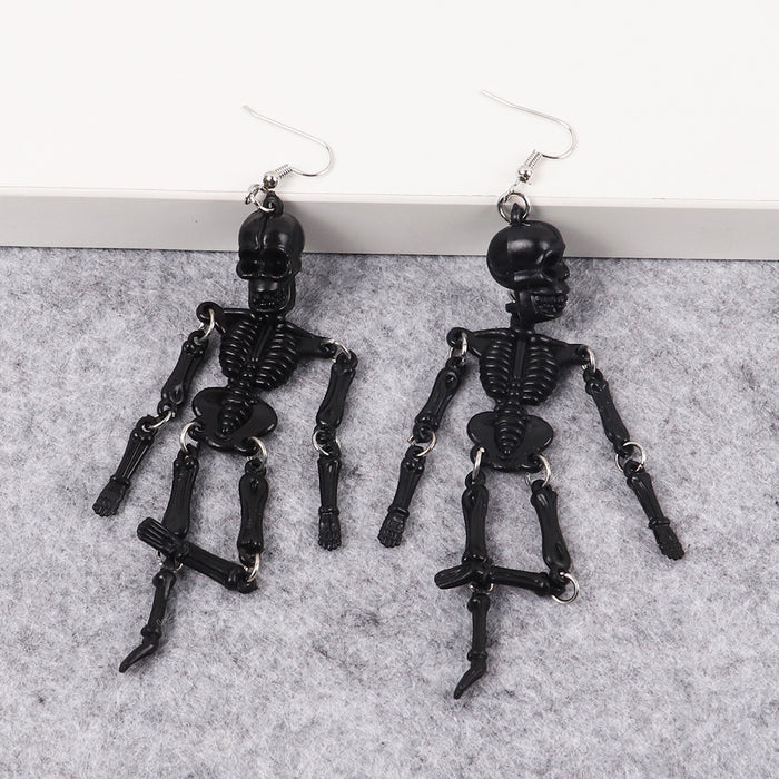 Wholesale Halloween resin two-dimensional exaggerated ghost head luminous skull joint skull earrings earrings