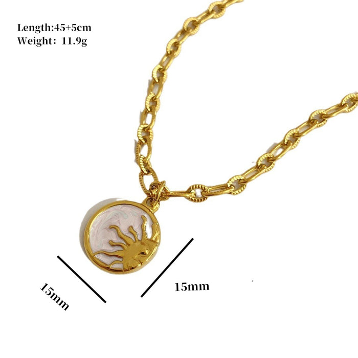 Wholesale Sun Moon Pendant Necklace Titanium Steel With Mother Of Pearl Jewelry
