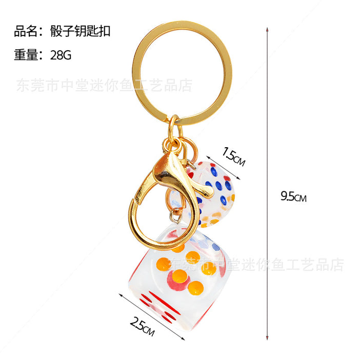 Wholesale Transparent Dice Keychain Crystal Creative Fashion Bag Car Key Dice Set Pendant