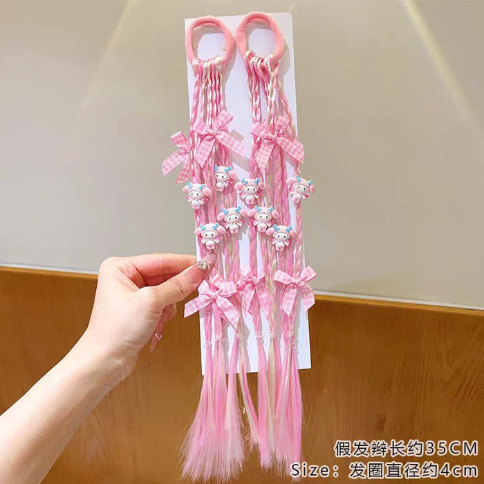 Wholesale Children' s Wig Braid Hair Ring Girls'  High Ponytail Tie Hair Rope Little Girl Sweet Cool Hair Rope Headwear
