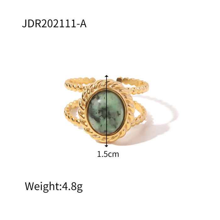 Wholesale Vintage Stainless Steel Gemstone Ring 18k Gold-plated Ring JDC-RS-JD002