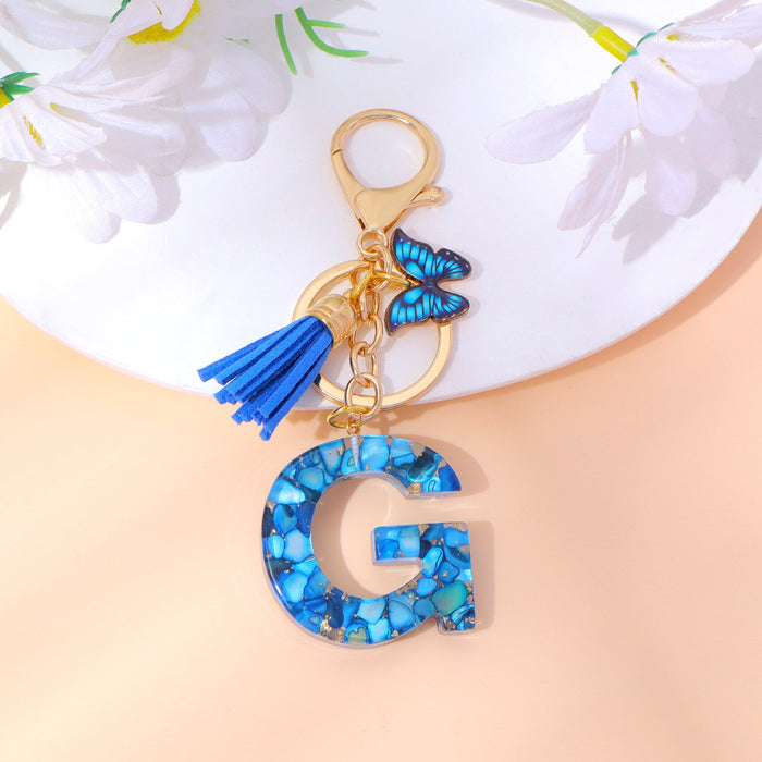 Wholesale Letter Keychain Tassel Butterfly Girl Bag Pendant