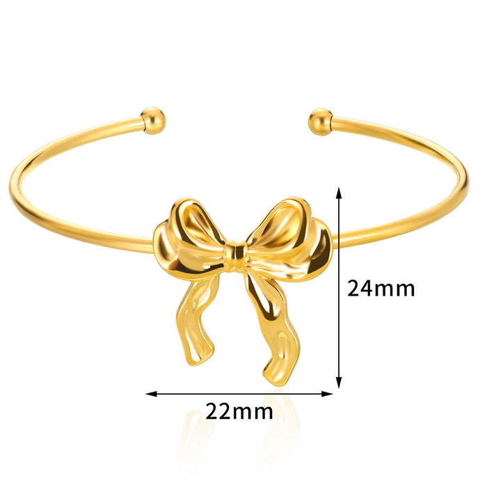 Wholesale 18K Stainless Steel Bow suit Bow Bracelet Earrings Necklace Jewelry