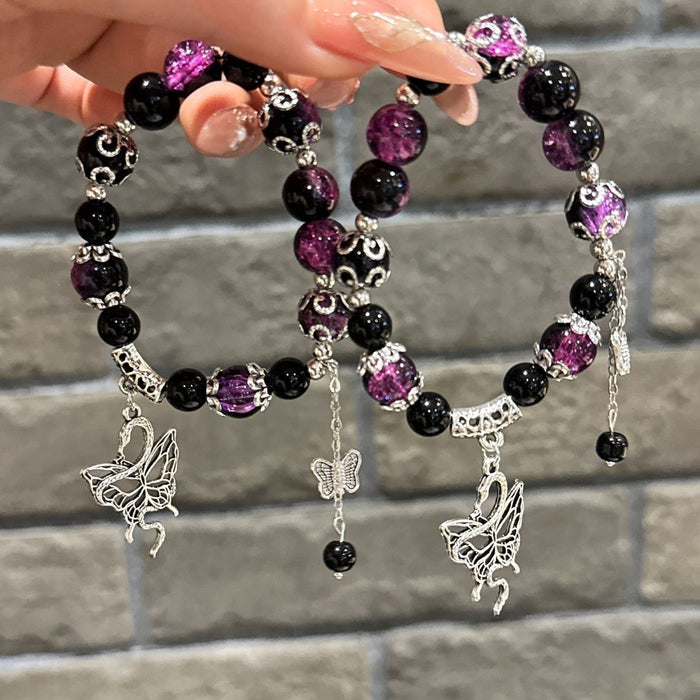 Wholesale Spirit snake butterfly tail bracelet butterfly hand niche high-end glass design bracelet chain