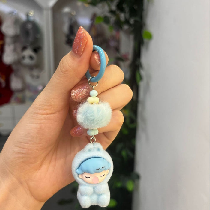 Wholesale Cartoon cat flocking keychain cute grain accessories doll bag car small pendant