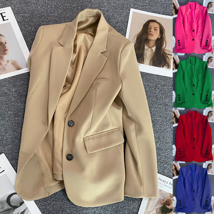 Wholesale Beige Suit Jacket Women's Casual Temperament Spring and Autumn Explosive Street Small Suit Jacket JDC-CTS-ZX002