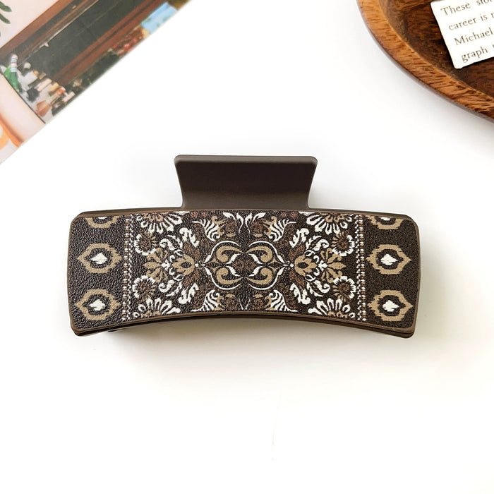 Wholesale Pu Printed Shark Clip Western Style Retro Leather Hairpin Hair Grabber Hair Accessories