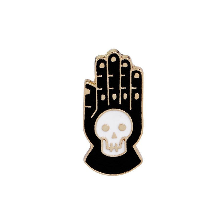 Wholesale  Skull Disc Brooch Pin Zinc Alloy Dripping Oil Finish Trendy Party Accessory