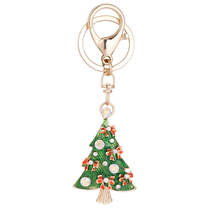 Wholesale keychain cute Christmas Tree metal pendant Christmas decorations