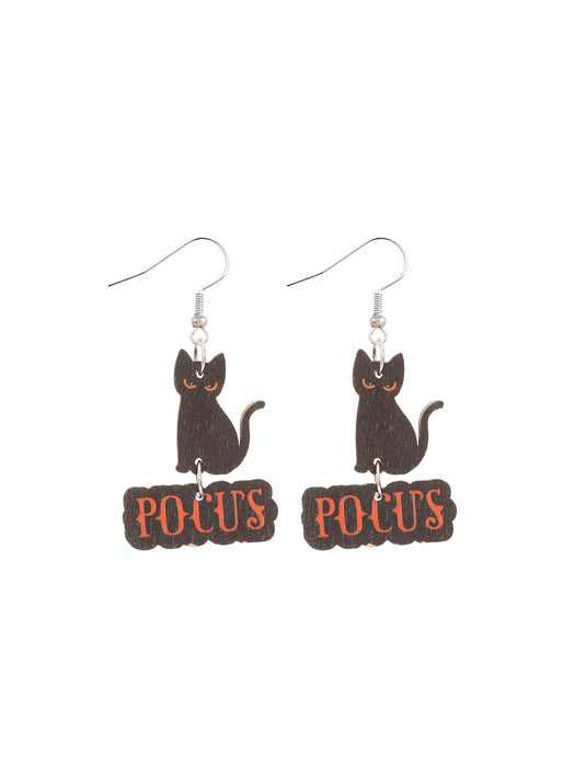 Wholesale  party style hat cat letter wooden earrings party music festival dangling earrings