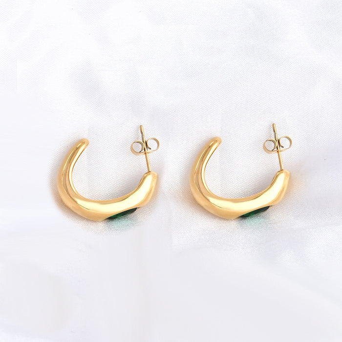Wholesale fashionable stainless steel inlaid zircon earrings for wome