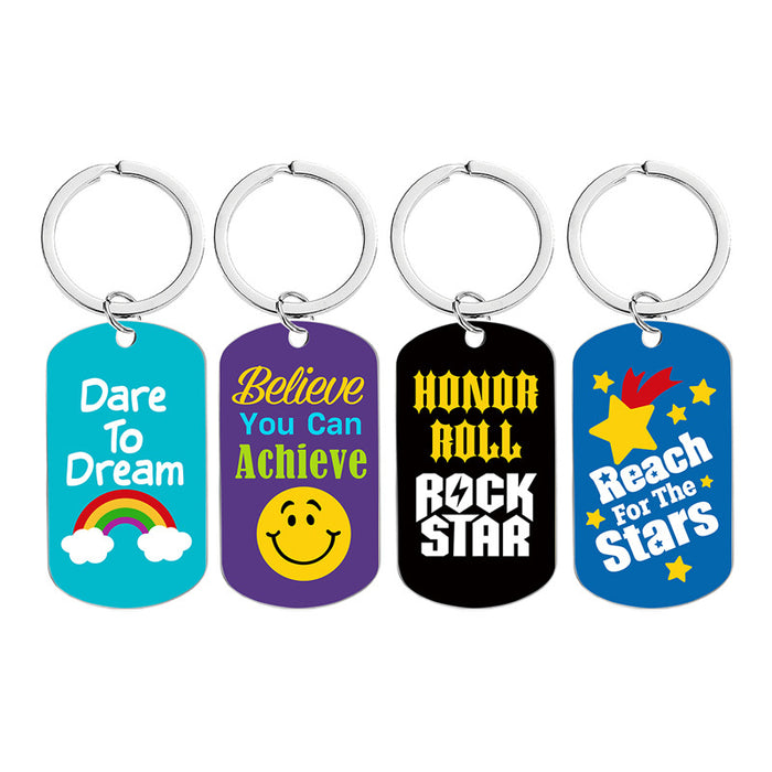 Wholesale Motivational Positive Metal Color Printing Keychains JDC-KC-GangGu053