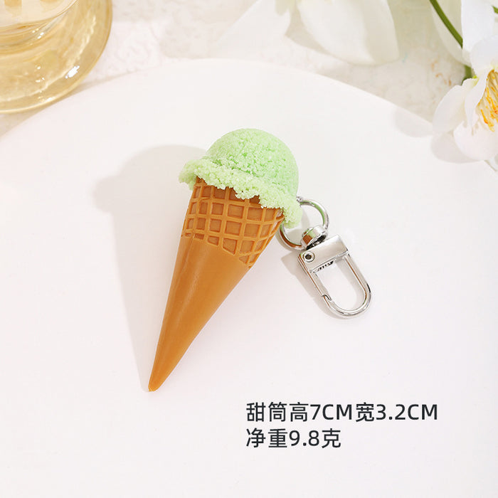 Wholesale PVC Cartoon Ice Cream Cone Keychain Fashion DIY Accessory MOQ≥2
