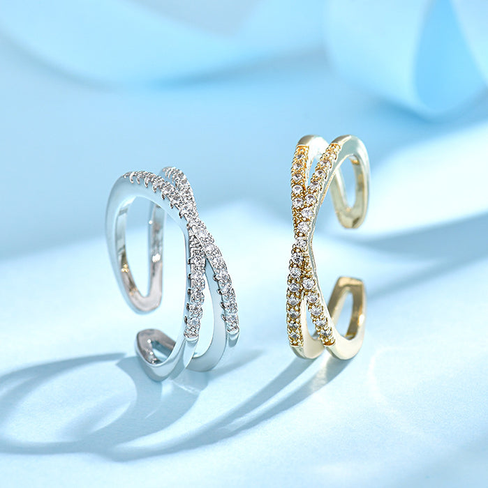 Wholesale Exquisite zircon inlaid open ring with simple temperament, niche ring accessory