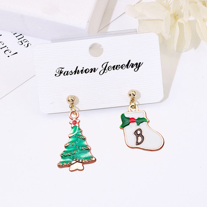 Wholesale S925 Silver Post Christmas Earrings Santa Deer Snowflake Studs for Women Party Gift Fashion Accessory