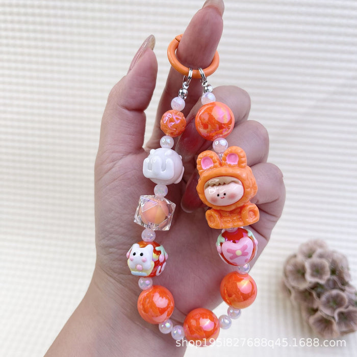 Wholesale Creative Cartoon Hand-painted Beads Mobile Phone Hanging Chain Bag Decorative Pendant DIY Accessories for Girlfriends