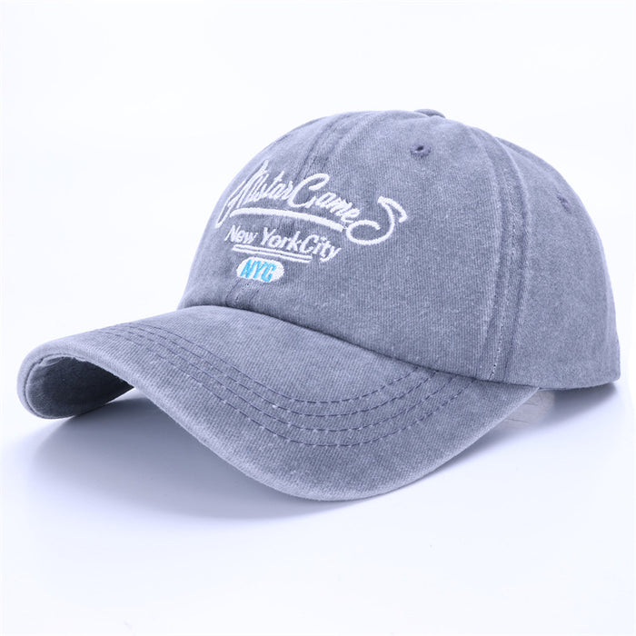Wholesale Washed cotton baseball cap, retro casual sports duckbill cap, embroidered letter men's and women's hats