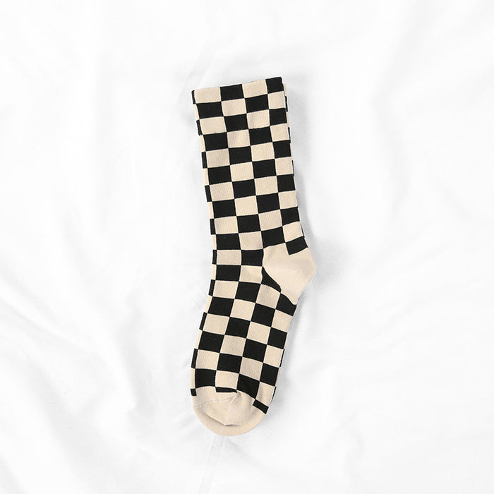 Wholesale New Chessboard Socks, Mid Socks, Trendy Cotton Socks, Socks