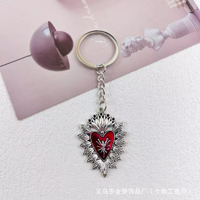 Wholesale Gothic style dark keychain pendant metal heart hot girl style palm bag cross pendant