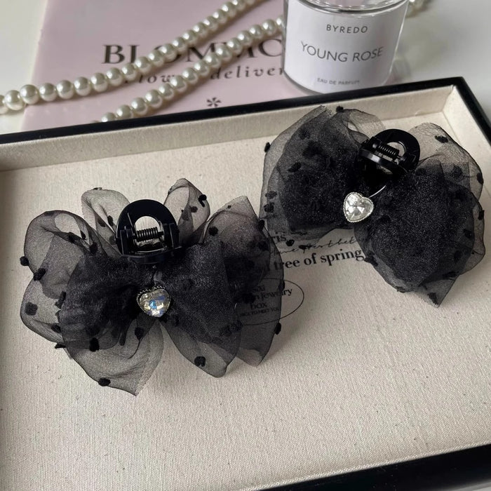 Wholesale Simple chiffon organza clip, fashionable lace polka dot hair clip, hair accessory