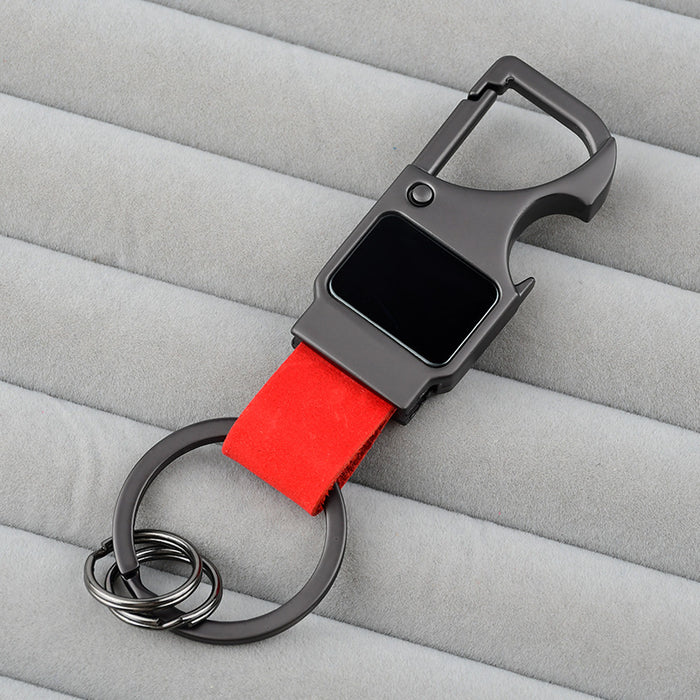 Wholesale Leather keychain multifunctional creative car keychain laser engraved metal pendant