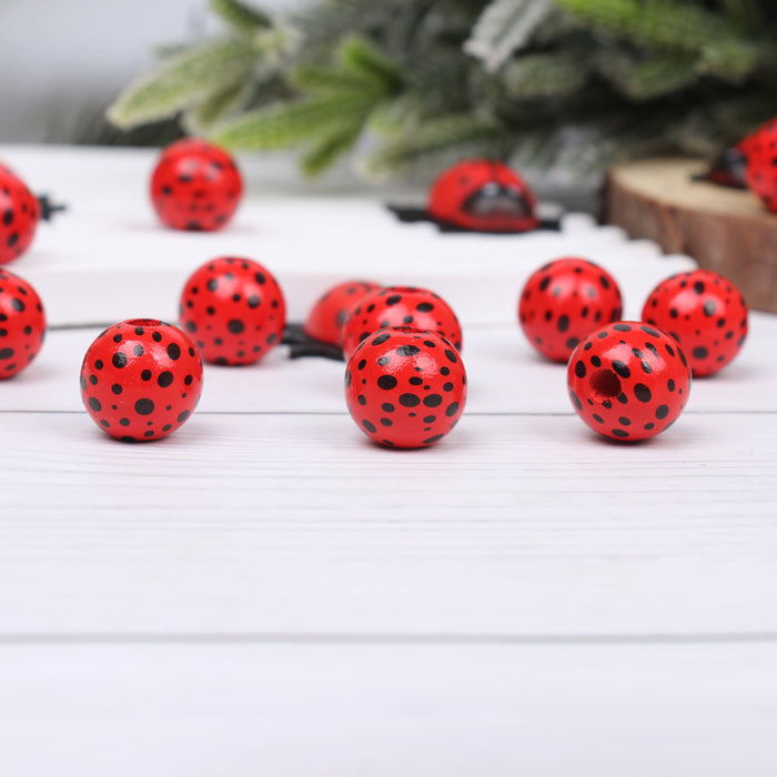 Wholesale 50PCS Ladybug Series Wooden Beads JDC-BDS-TianYue015