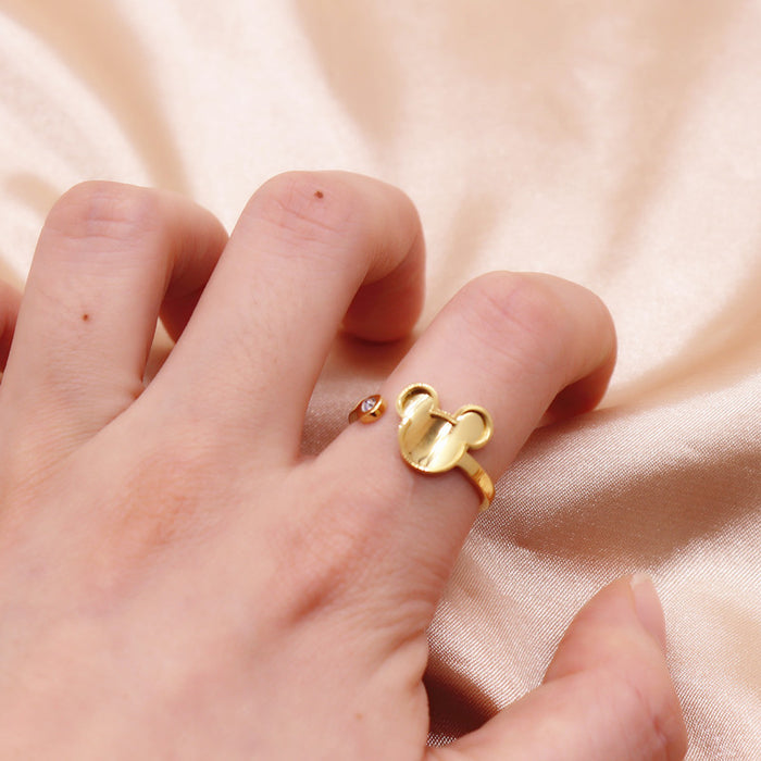 Wholesale Ring groove stainless steel gold-plated diamond ring opening