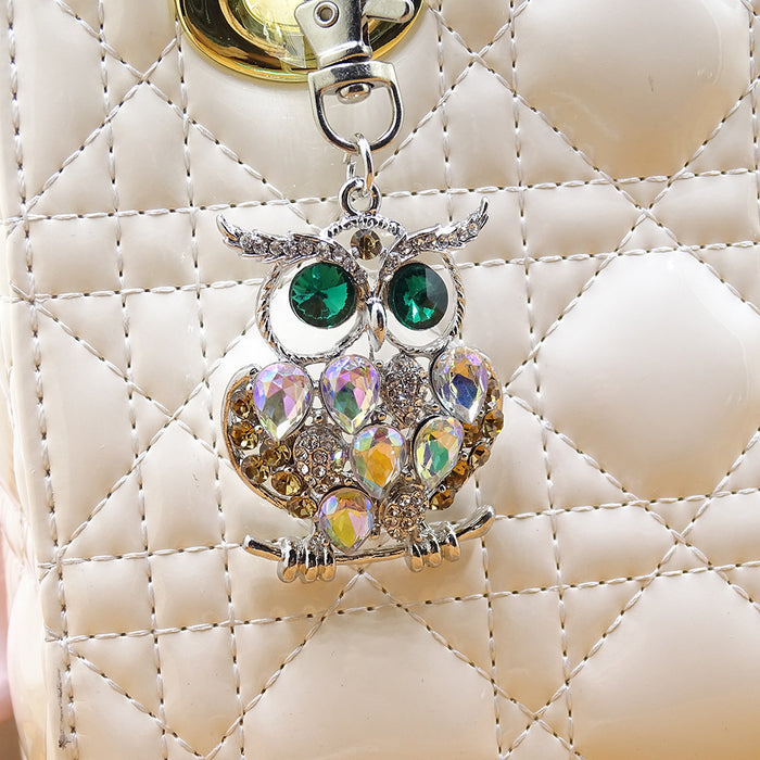 Wholesale Creative jewelry bag pendant alloy diamond shiny acrylic cute owl