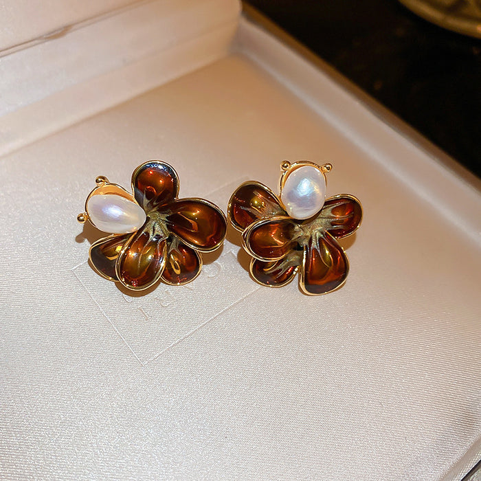 Wholesale  silver needle geometric irregular resin earrings heart earrings