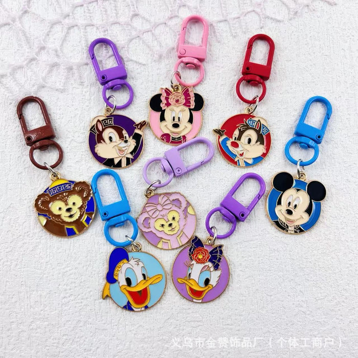 Wholesale Colorful keychain creative couple metal pendant bag ornaments cute cartoon
