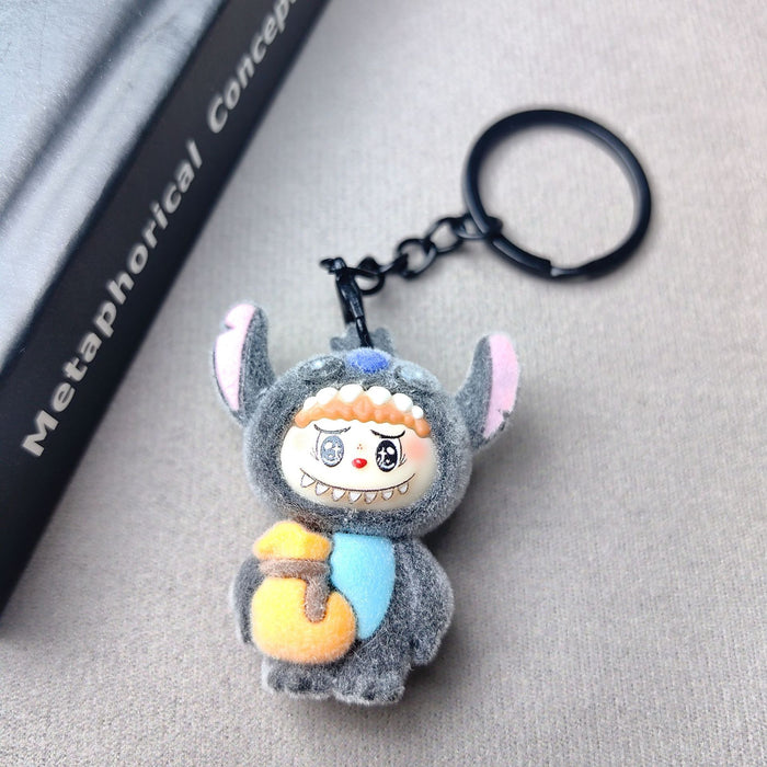 Wholesale Cute Flocking Cloth Bear Series Keychain Small Pendant Couple School Bag Pendant Accessories Creative Small Gifts