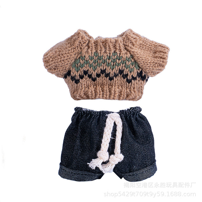 Wholesale Doll clothes Pendant Clothes Knitted Sweater with Jeans Replacement Shoe Keychain Vinyl Doll