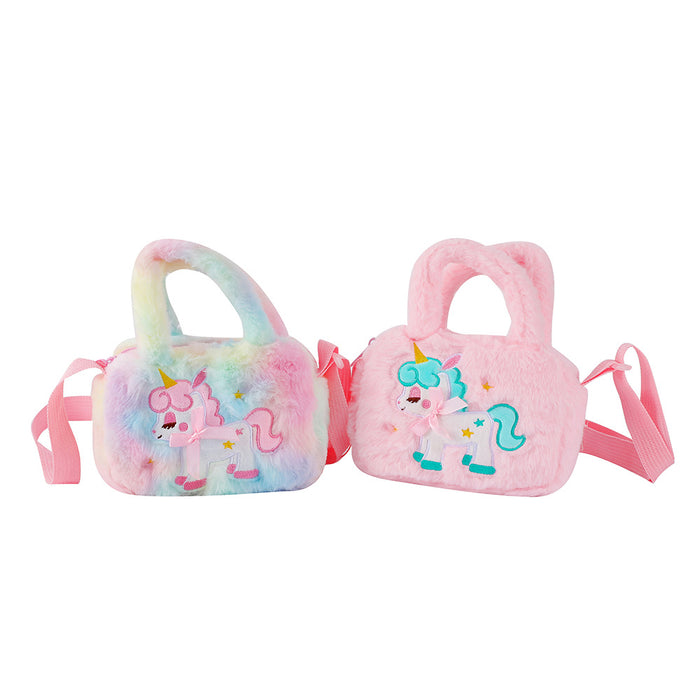 Wholesale Cartoon Unicorn Plush Square Shoulder Bag
