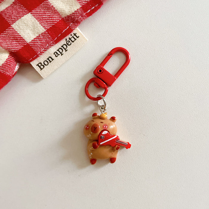Wholesale Cute keychain pendant cartoon capybara backpack hanging accessory with accessories