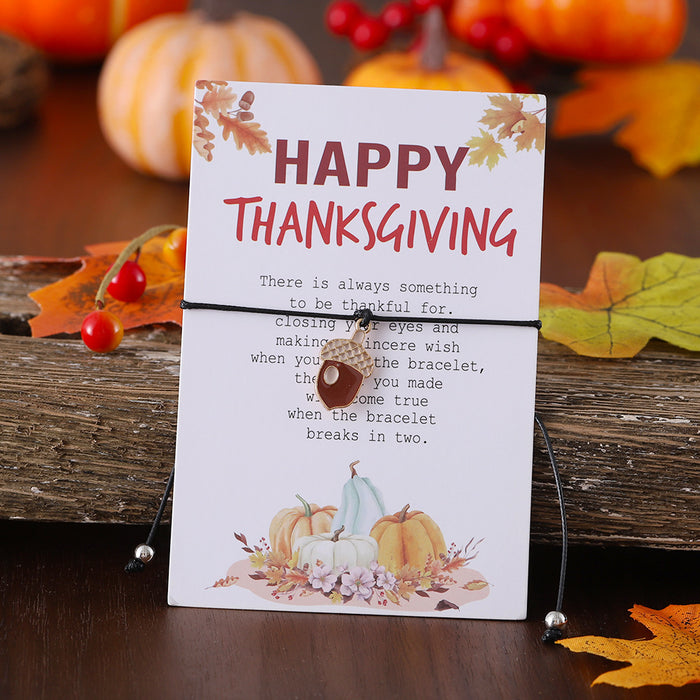 Wholesale Thanksgiving Personalized Creative Maple Leaf Turkey Pine Cone Bracelet Simple Color Card Jewelry