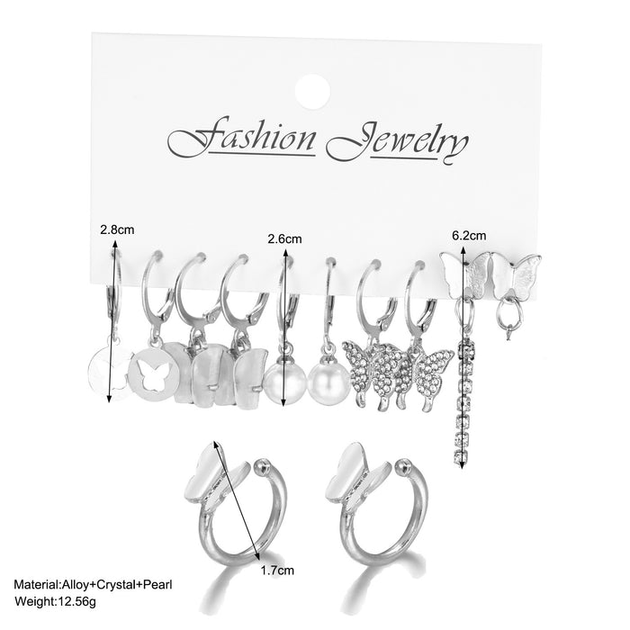 Wholesale Butterfly Pearl Women's Alloy Earrings Set JDC-ES-HZS005