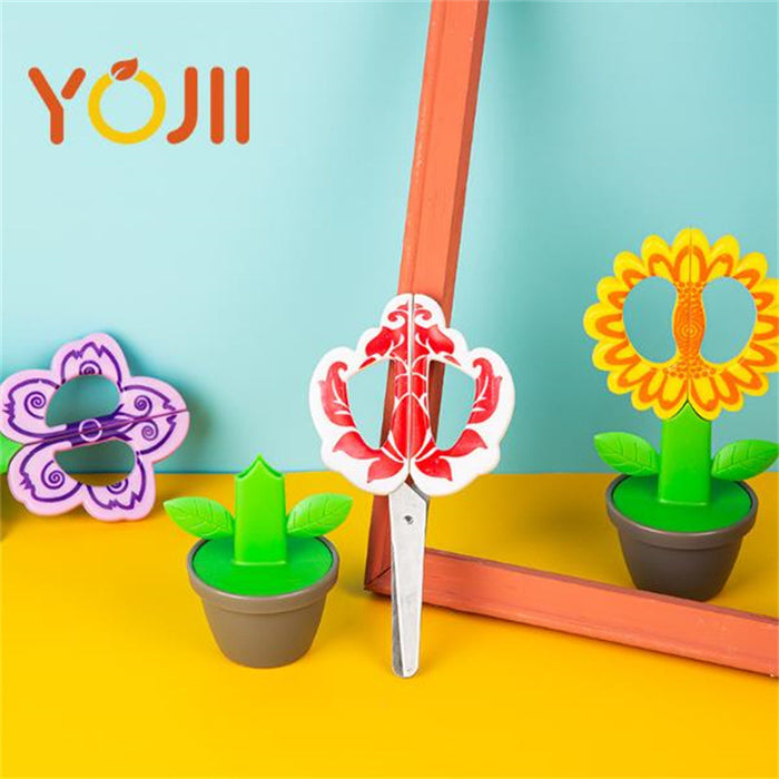 Wholesale Children' s new scissors flower shape standing handmade scissors cute cartoon paper cut student stationery office supplies