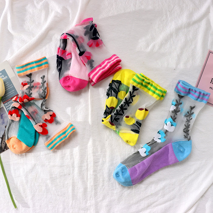 Wholesale Women's socks with mid tube design, cotton socks, breathable ice stockings