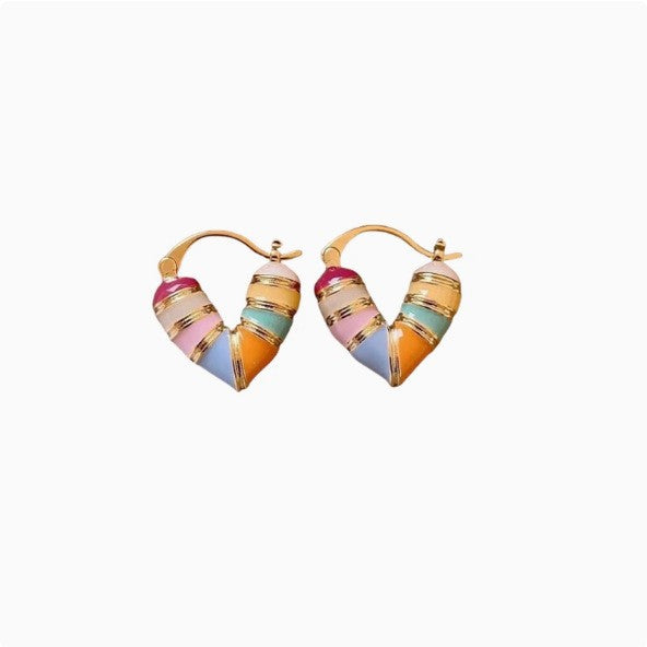 Wholesale Love colored ear studs, earrings, design sense, temperament, earrings