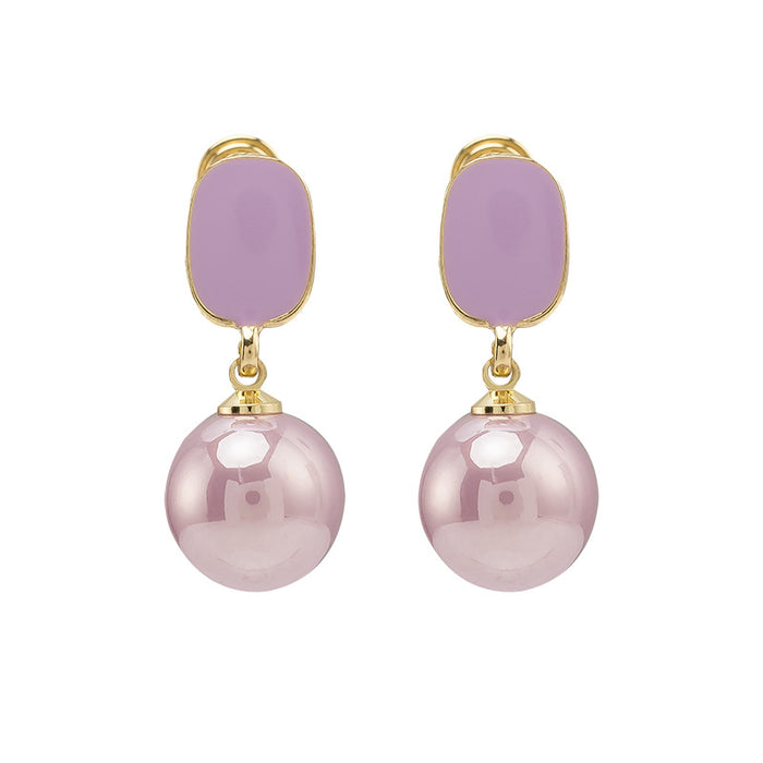 Wholesale Purple pearl earrings with a light luxury and high-end feel. Mosquito coil without ear holes and ear clips