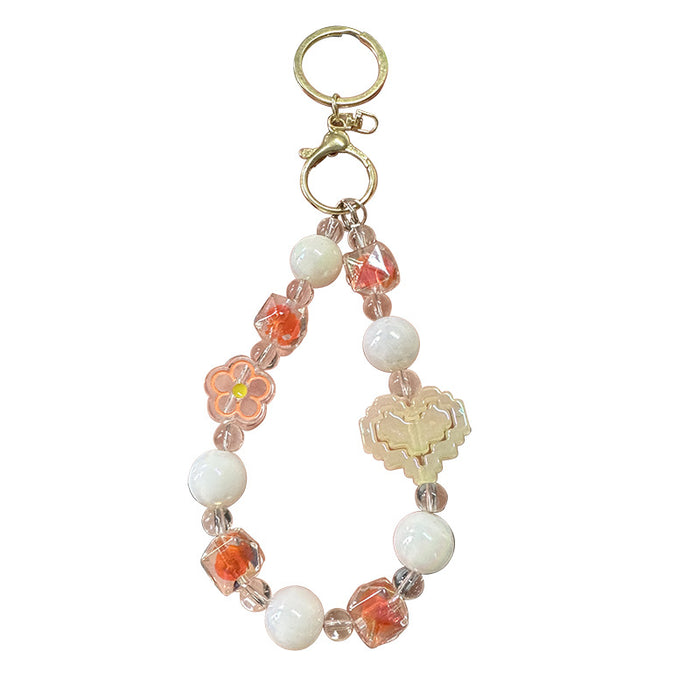 Wholesale Creative and Cute Love Bead Chain Keychain Colorful Bead Chain Phone Chain Pendant Wrist Anti Loss Pendant