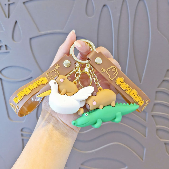 Wholesale Keychain Cute Capybara Schoolbag Pendant Car Key Chain Children' s Doll Machine Small Gift