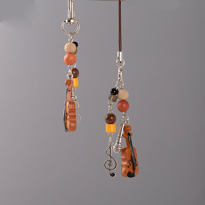 Wholesale Violin Beaded Mobile Phone Chain Decoration Pendant Bag Pendant Key Chain