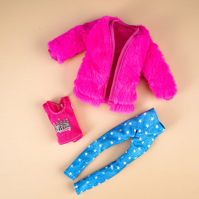 Wholesale Doll clothes plush vest coat skirt suit