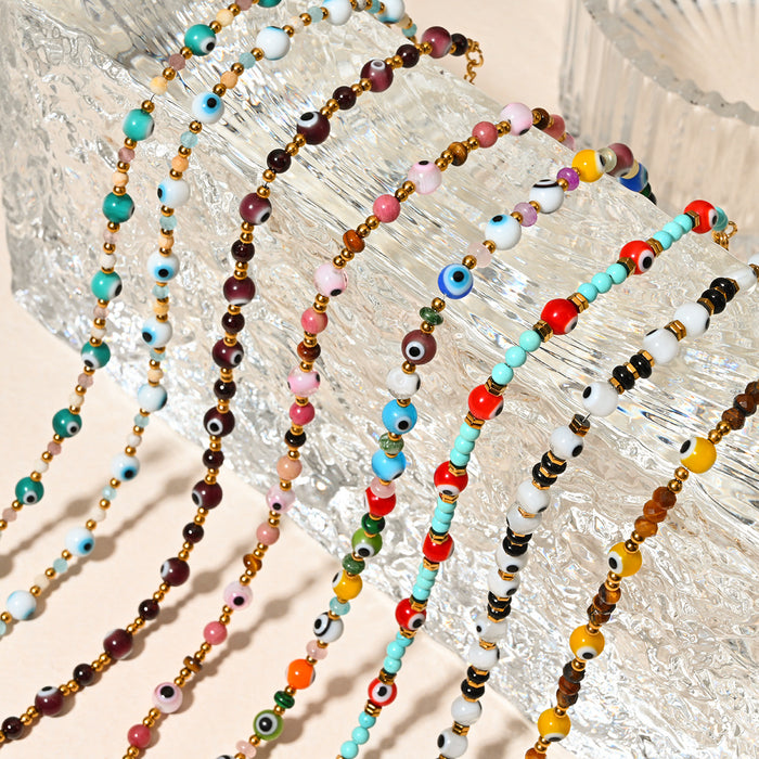 Wholesale Classic Devil's Eye Stainless Steel Bead Foot Chain Round Beads Colorful Evil Eye Foot Accessories Wholesale