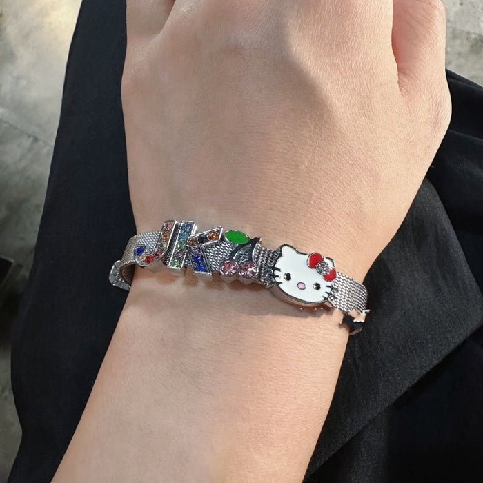 Wholesale Cartoon Cat Cherry Charm Couple Bracelet Fashion Jewelry Gift