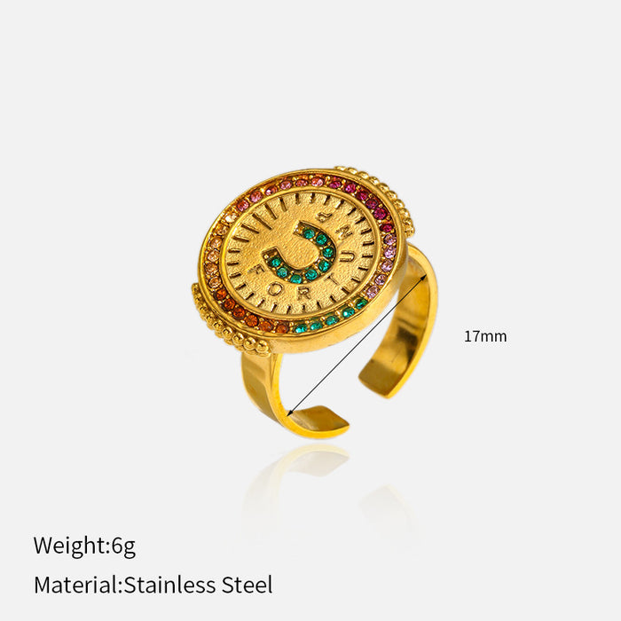 Wholesale Electroplating stainless steel ring, niche, high-end, light luxury, non fading, open mouth ring