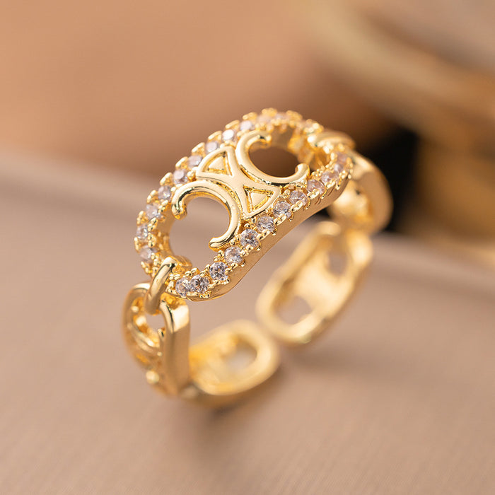 Wholesale Letter Rivet Zircon Ring